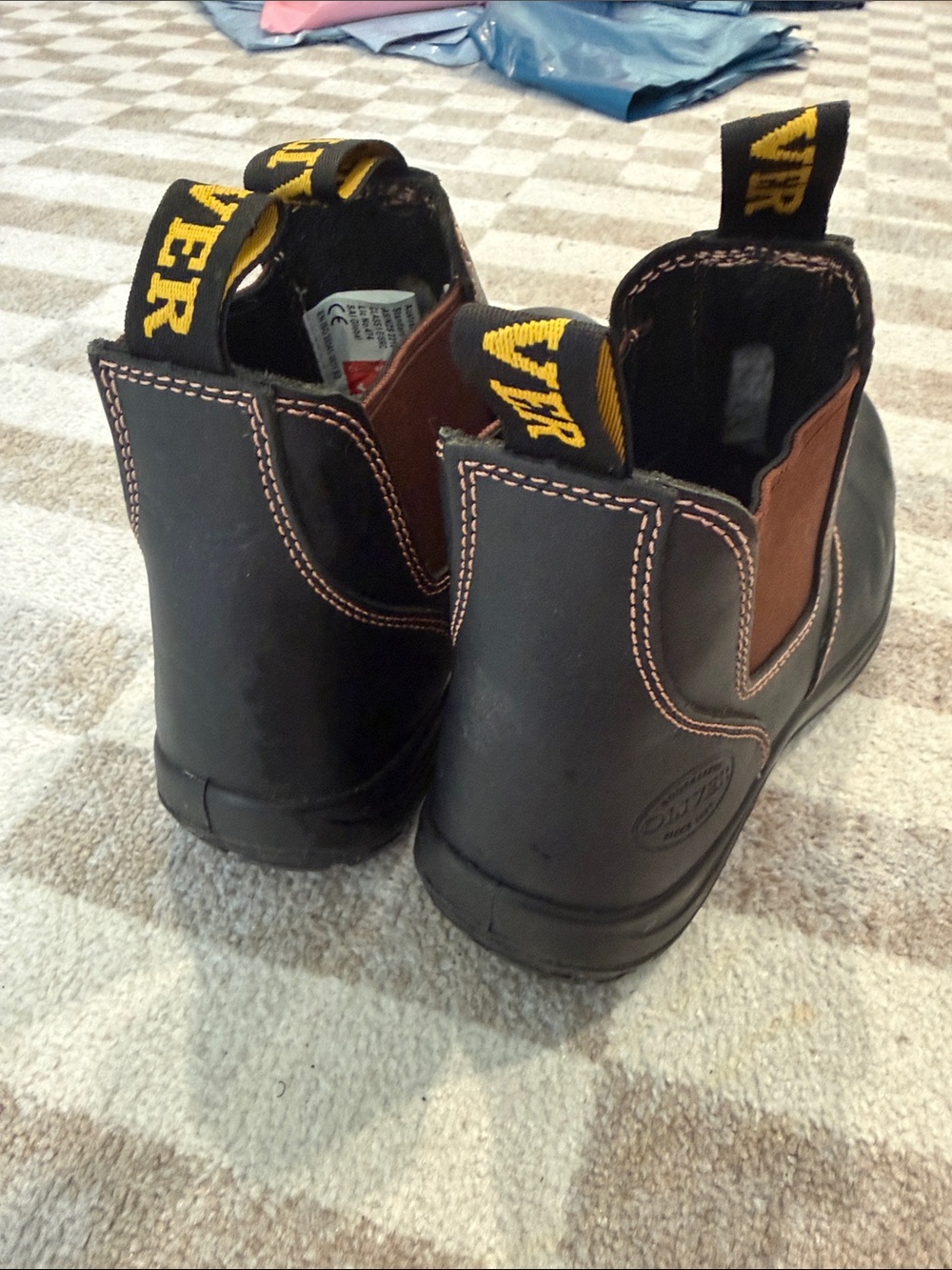Olivers Dark Brown Leather Chukka Boots with Yellow Heel Tabs - Picture 3 of 5